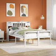 Bed 150x200 cm grenenhout wit met boekenkast