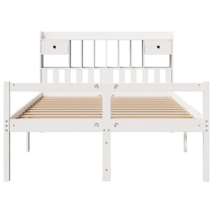 Bed met boekenkast zonder matras grenenhout wit 160x200 cm