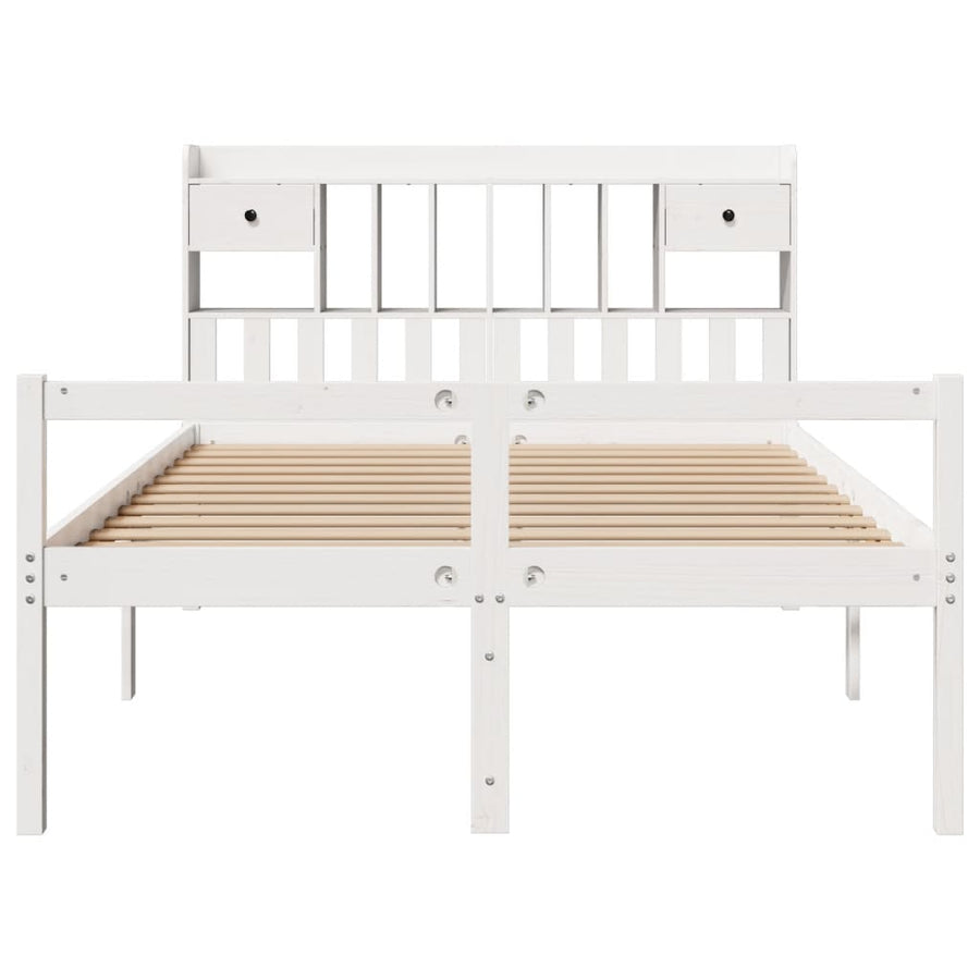 Bed met boekenkast zonder matras grenenhout wit 160x200 cm