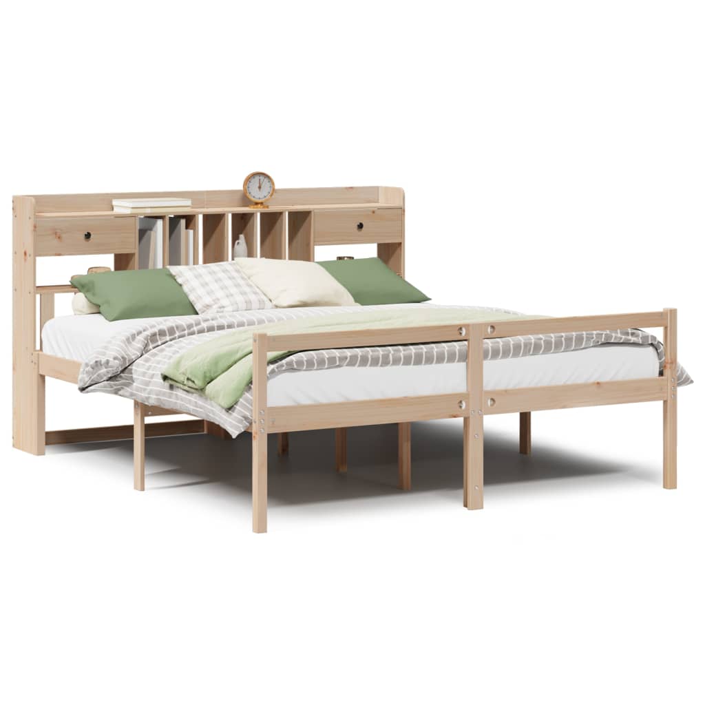 Bed Met Boekenkast Zonder Matras Massief Grenenhout 180X200 Cm