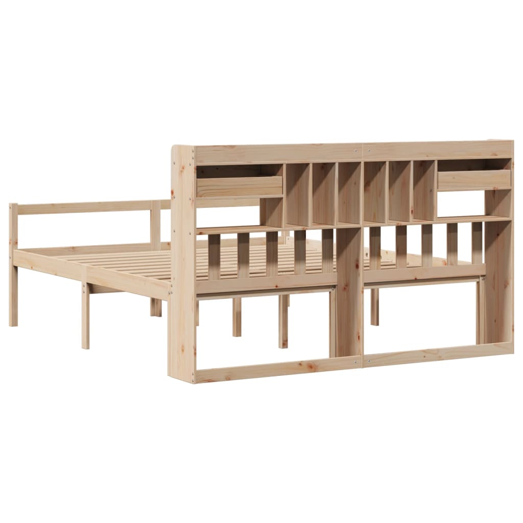 Bed Met Boekenkast Zonder Matras Massief Grenenhout 180X200 Cm