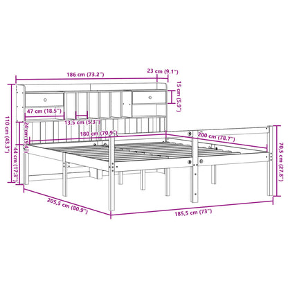 Bed Met Boekenkast Zonder Matras Massief Grenenhout 180X200 Cm
