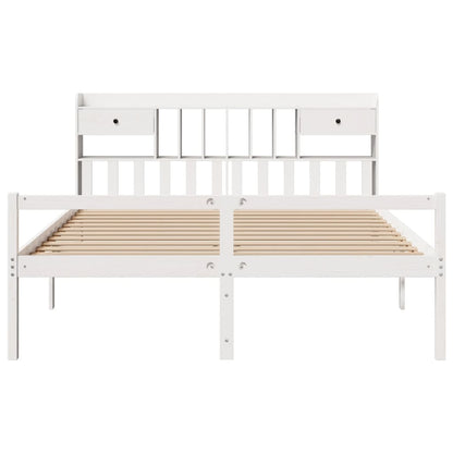 Bed met boekenkast zonder matras grenenhout wit 180x200 cm