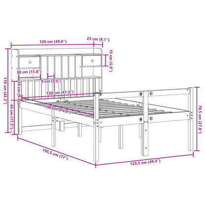 Bed Met Boekenkast Zonder Matras Grenenhout Wasbruin 120X190 Cm