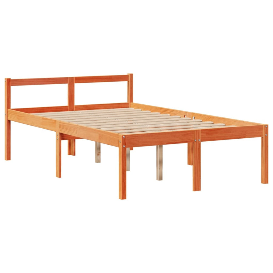 Bed met boekenkast zonder matras grenenhout wasbruin 135x190 cm