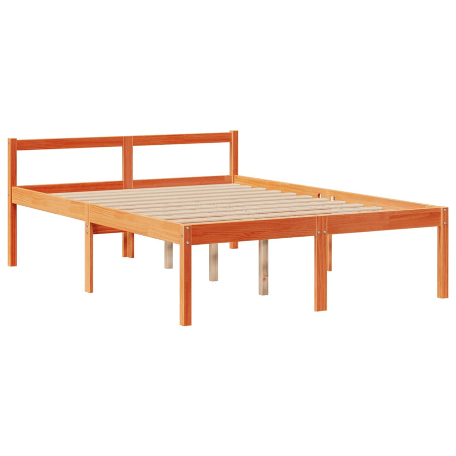 Bed met boekenkast zonder matras grenenhout wasbruin 160x200 cm