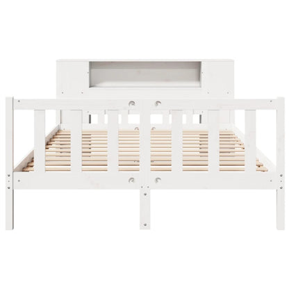 Bed met boekenkast zonder matras grenenhout wit 150x200 cm