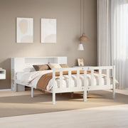 Bed met boekenkast grenenhout wit 150x200 cm