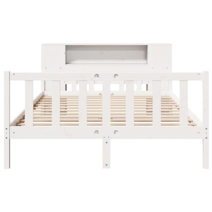 Bed met boekenkast zonder matras grenenhout wit 160x200 cm