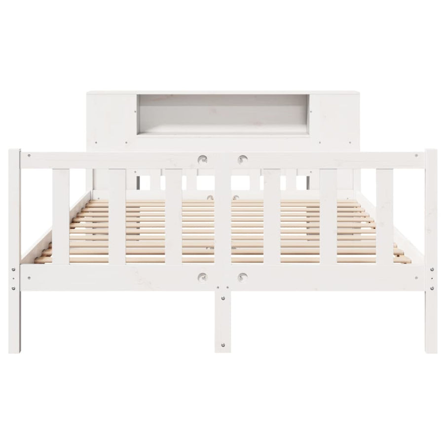 Bed met boekenkast zonder matras grenenhout wit 160x200 cm