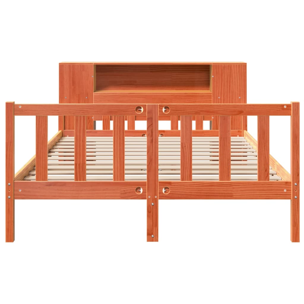 Bed met boekenkast zonder matras hout wasbruin 150x200 cm