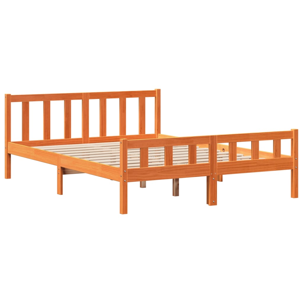 Bed met boekenkast zonder matras hout wasbruin 150x200 cm