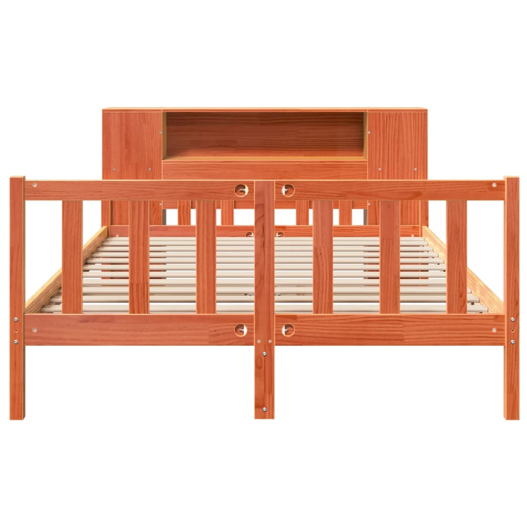 Bed met boekenkast zonder matras hout wasbruin 160x200 cm