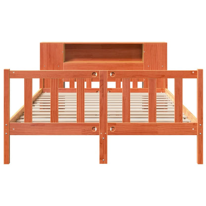 Bed met boekenkast zonder matras hout wasbruin 160x200 cm