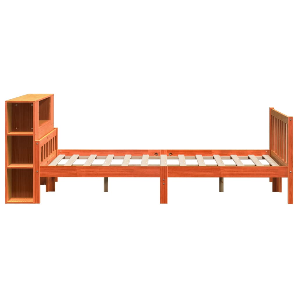 Bed met boekenkast zonder matras hout wasbruin 160x200 cm
