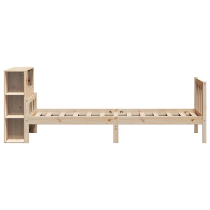 Bed met boekenkast zonder matras massief grenenhout 100x200 cm