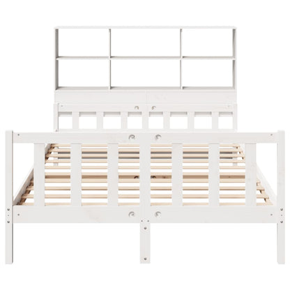 Bed met boekenkast zonder matras grenenhout wit 160x200 cm