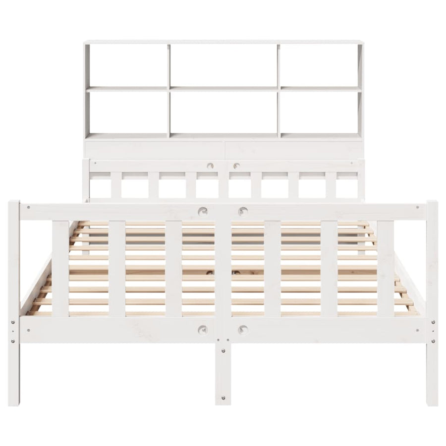 Bed met boekenkast zonder matras grenenhout wit 160x200 cm