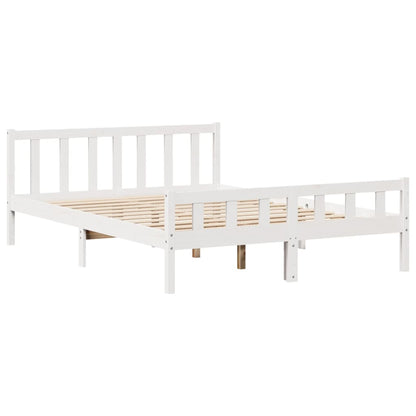 Bed met boekenkast zonder matras grenenhout wit 160x200 cm