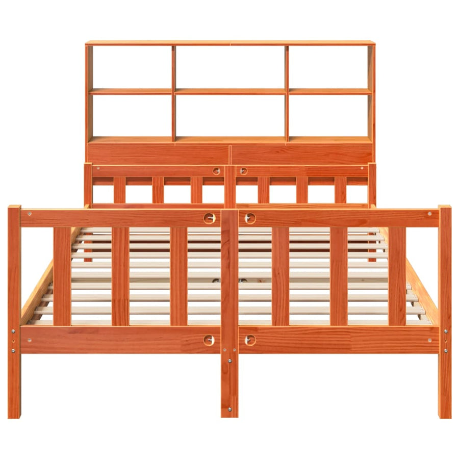 Bed met boekenkast zonder matras hout wasbruin 150x200 cm