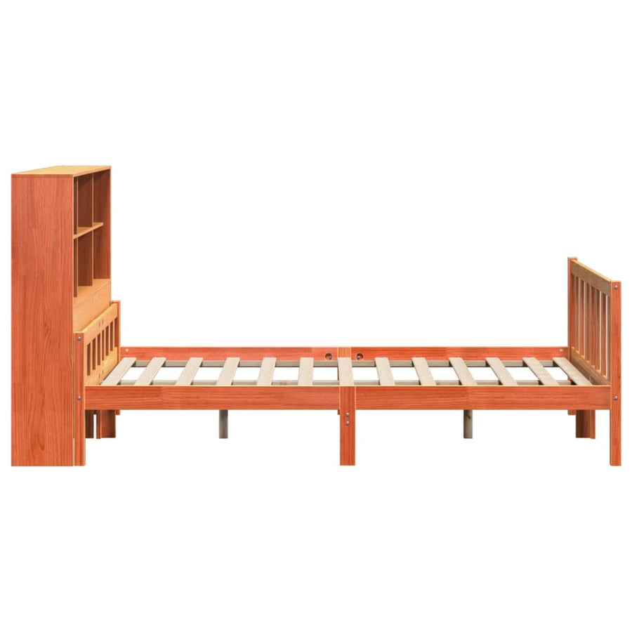 Bed met boekenkast zonder matras hout wasbruin 150x200 cm