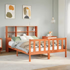 Bed met boekenkast zonder matras hout wasbruin 150x200 cm