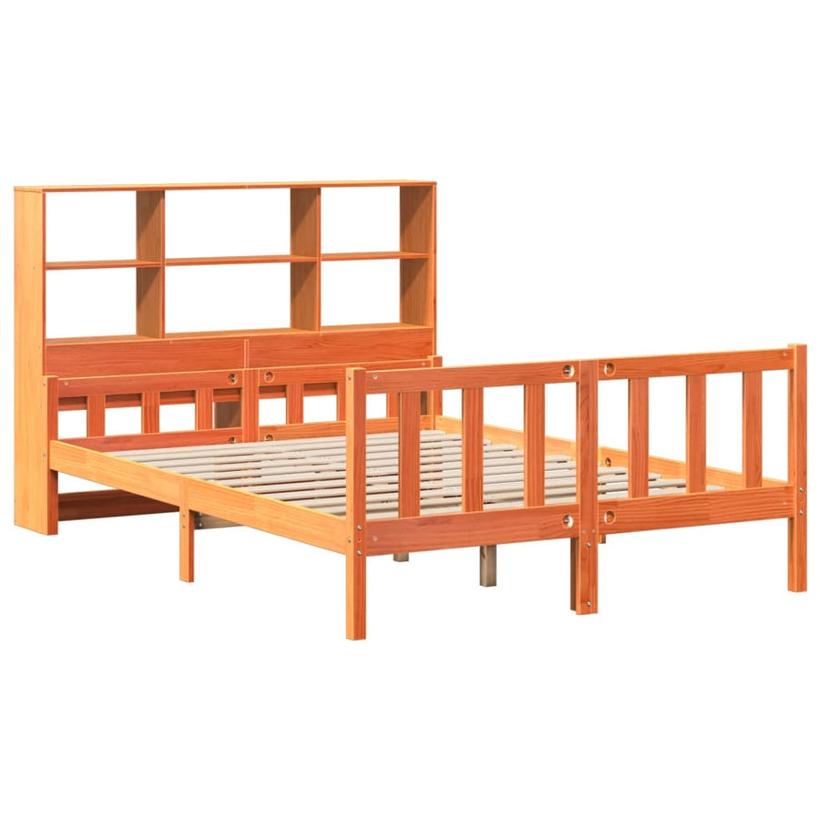 Bed met boekenkast zonder matras hout wasbruin 160x200 cm