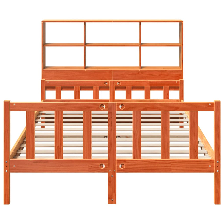 Bed met boekenkast zonder matras hout wasbruin 160x200 cm