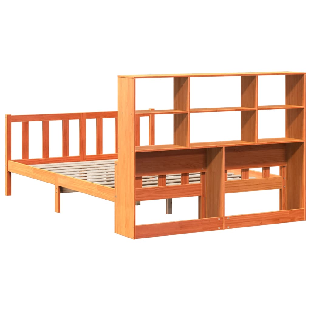 Bed met boekenkast zonder matras hout wasbruin 160x200 cm