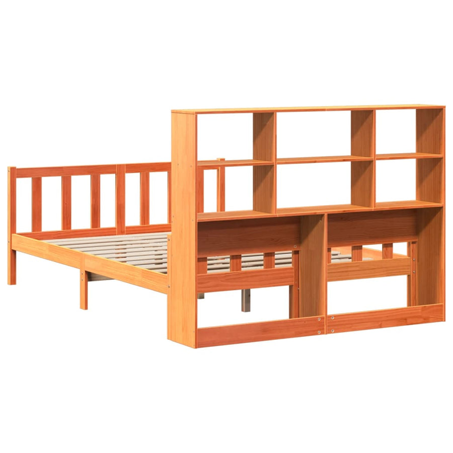 Bed met boekenkast zonder matras hout wasbruin 160x200 cm