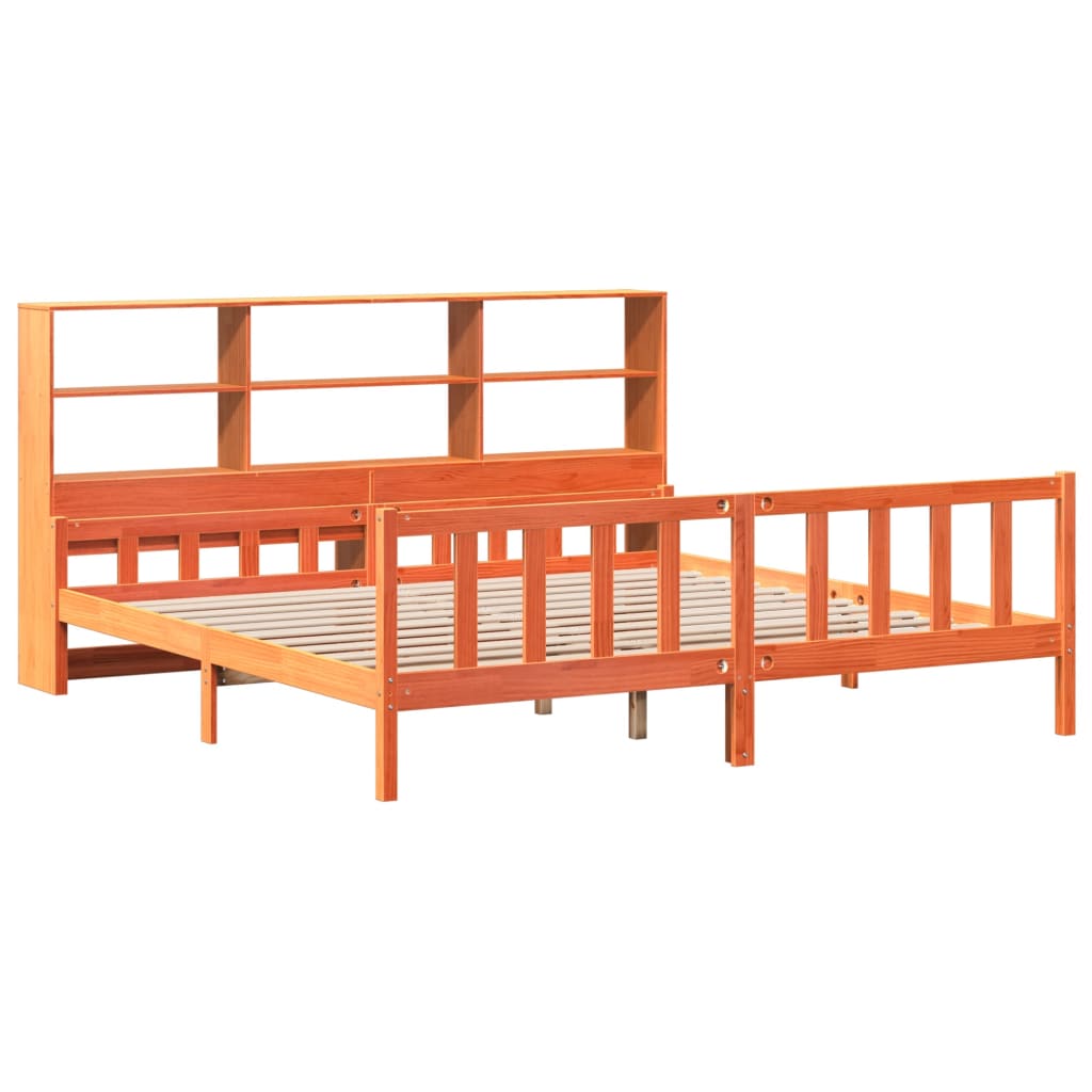 Bed met boekenkast zonder matras hout wasbruin 180x200 cm