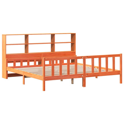 Bed met boekenkast zonder matras hout wasbruin 180x200 cm