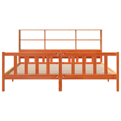 Bed met boekenkast zonder matras hout wasbruin 180x200 cm