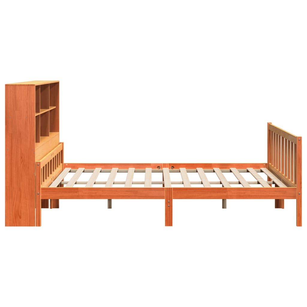 Bed met boekenkast zonder matras hout wasbruin 180x200 cm