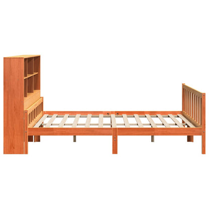 Bed met boekenkast zonder matras hout wasbruin 180x200 cm