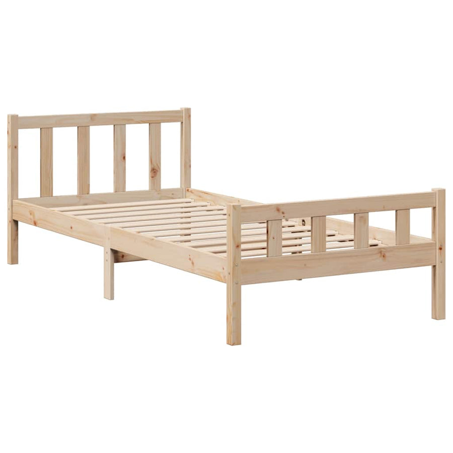 Bed Met Boekenkast Zonder Matras Massief Grenenhout 90 x 190 cm Naturel