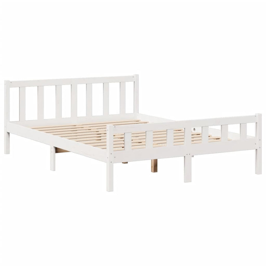 Bed met boekenkast zonder matras grenenhout wit 150x200 cm
