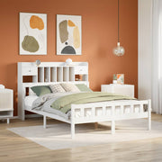 Bed met boekenkast grenenhout wit 150x200 cm