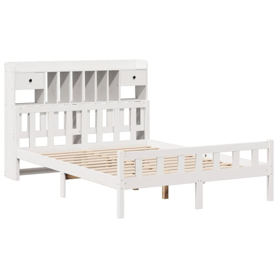 Bed met boekenkast zonder matras grenenhout wit 160x200 cm