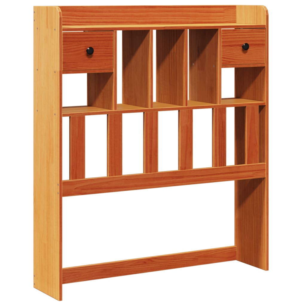 Bed met boekenkast zonder matras grenenhout wasbruin 75x190 cm