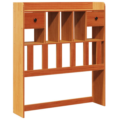 Bed met boekenkast zonder matras grenenhout wasbruin 75x190 cm