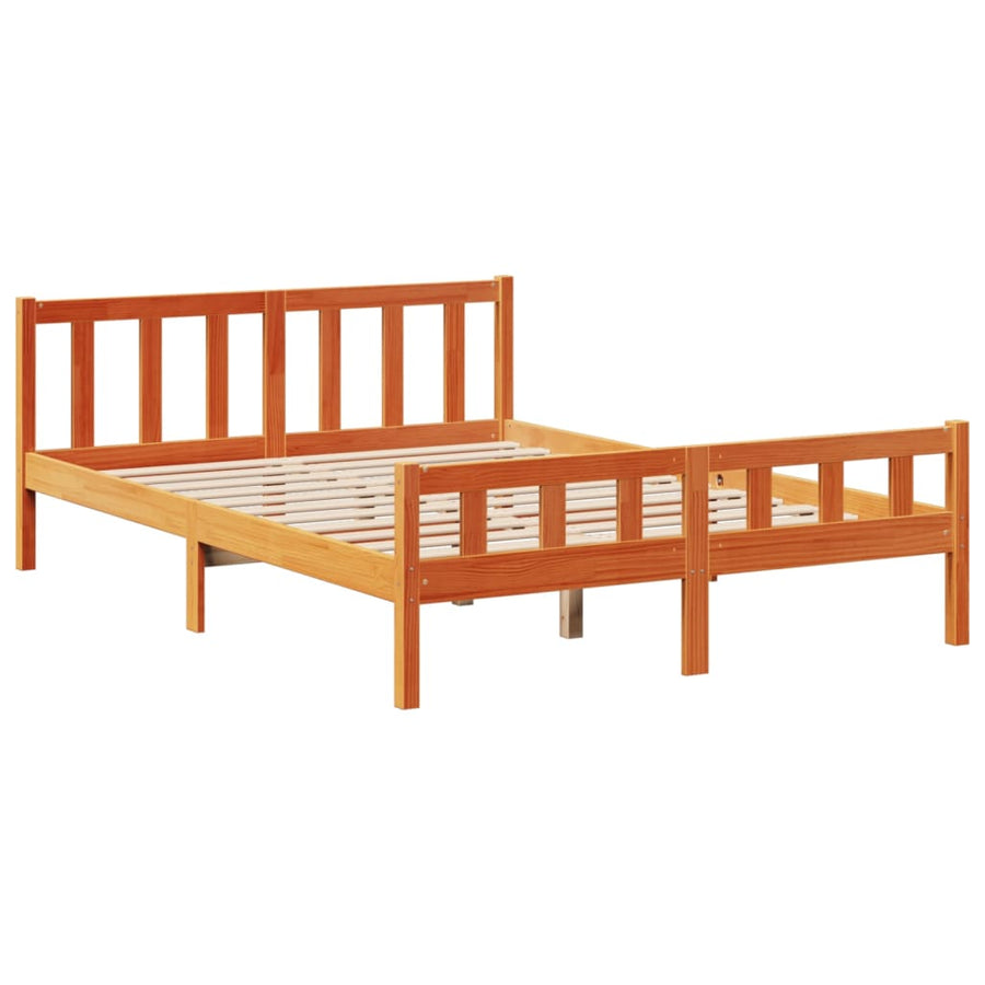 Bed met boekenkast zonder matras grenenhout wasbruin 160x200 cm