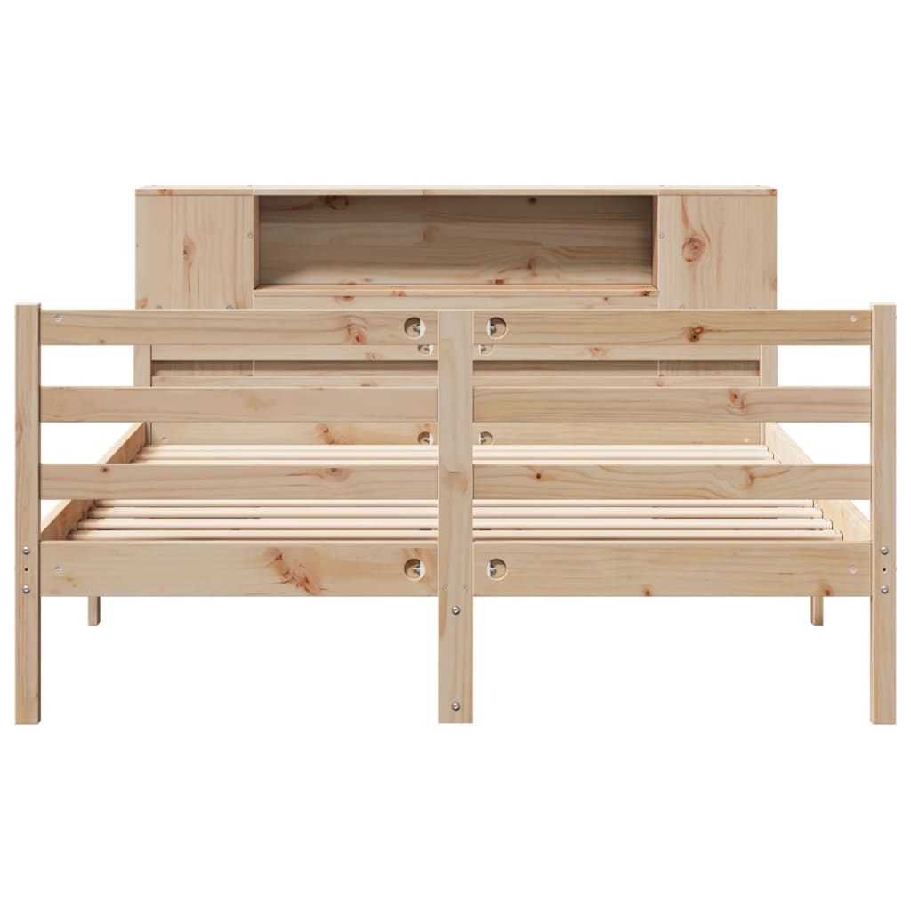 Bed met boekenkast zonder matras massief grenenhout 135x190 cm