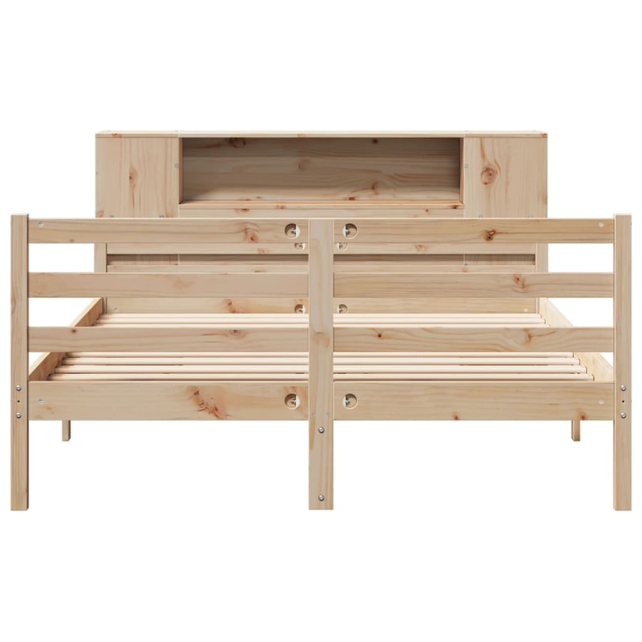 Bed met boekenkast zonder matras massief grenenhout 135x190 cm