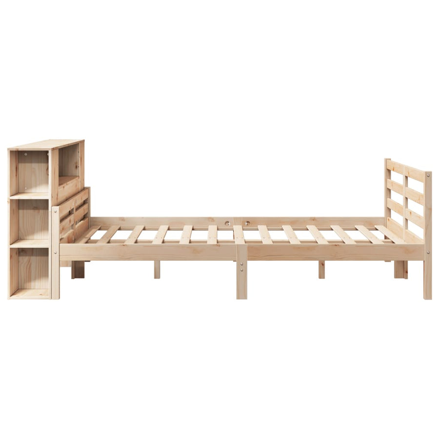 Bed met boekenkast zonder matras massief grenenhout 135x190 cm