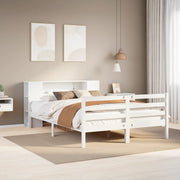 Bed 135x190 cm grenenhout wit met boekenkast