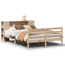 Bed met boekenkast zonder matras massief grenenhout 140x190 cm