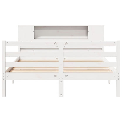 Bed met boekenkast zonder matras grenenhout wit 140x200 cm