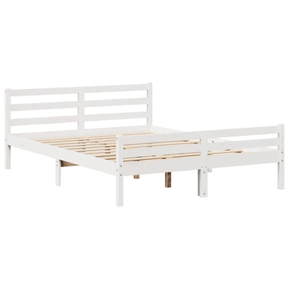 Bed met boekenkast zonder matras grenenhout wit 150x200 cm