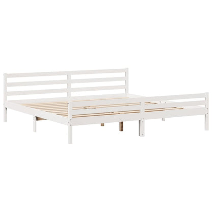 Bed met boekenkast zonder matras grenenhout wit 200x200 cm